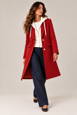 Trench-Coat À Capuchon-Rouge