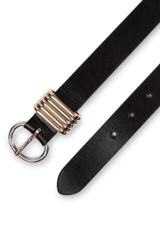 BREA - Genuine Leather Harness Belt with Mixed-Metal Hardware-Black