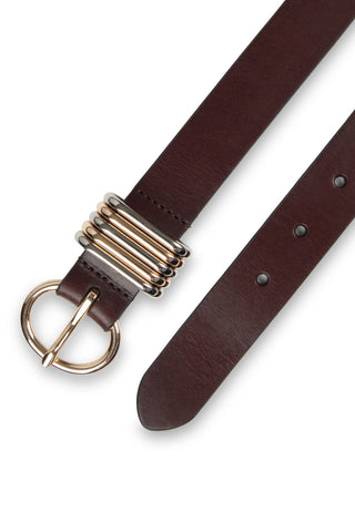 BREA - Genuine Leather Harness Belt with Mixed-Metal Hardware-Brown
