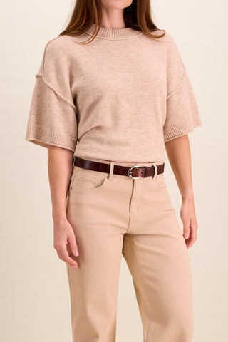 HARPER - Croc-Embossed Leather Harness Buckle Belt-Cognac