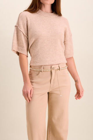 PEARL - Pearl & Gold-Tone Chain Belt-Gold
