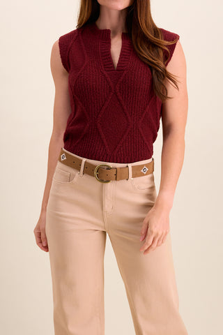 LENNON - Tan Suede Western Harness Belt with Concho Details-Tan