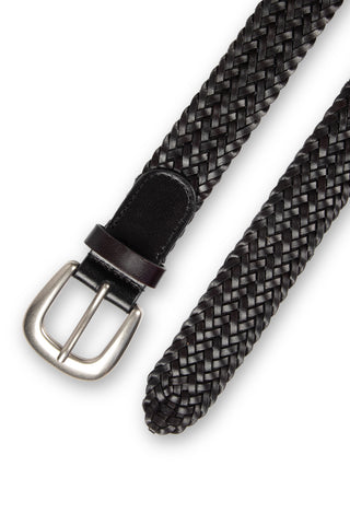 SAVANNAH - Hand-Braided Woven Leather Belt-Black