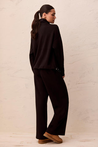 TECHNO LUX Quarter-Zip Funnel Neck Pullover-Black