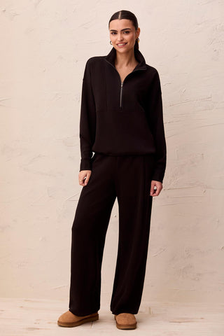 TECHNO LUX Quarter-Zip Funnel Neck Pullover-Black