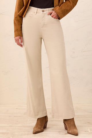 Comfort Stretch Fly Front Wide Leg Pants-Canvas
