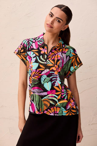 UPF 50+ High Performance Dolman Zip-Front Sport Top-Tropical