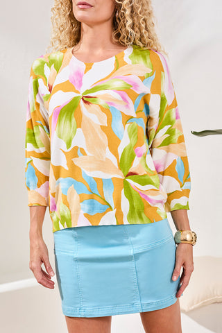 Soft Yarn Three-Quarter Sleeve Crewneck Sweater-Wisteria