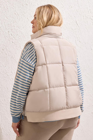 Size Inclusive Quilted Vest With Removable Hood-Sanddune