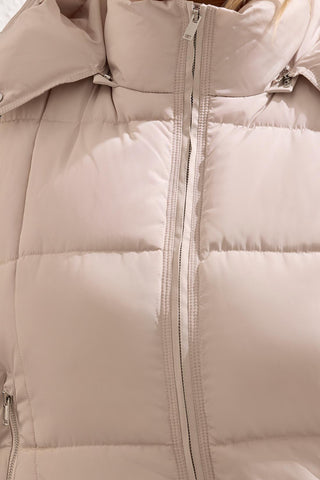 Size Inclusive Quilted Vest With Removable Hood-Sanddune