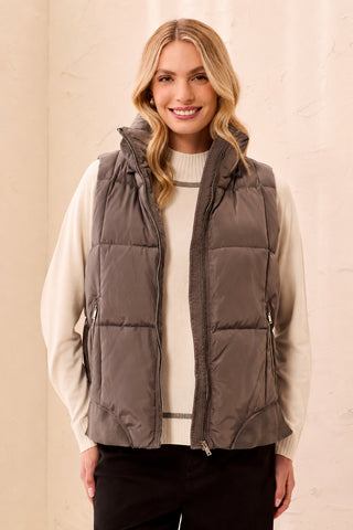 Quilted Puffer Vest With Removable Hood-Tornado