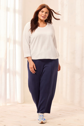 Size Inclusive Techno Lux Scuba Pants with Waistband-Jet blue