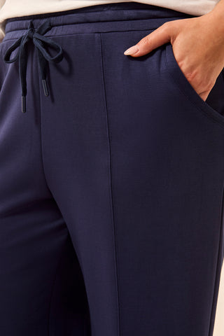 Size Inclusive Techno Lux Scuba Pants with Waistband-Jet blue