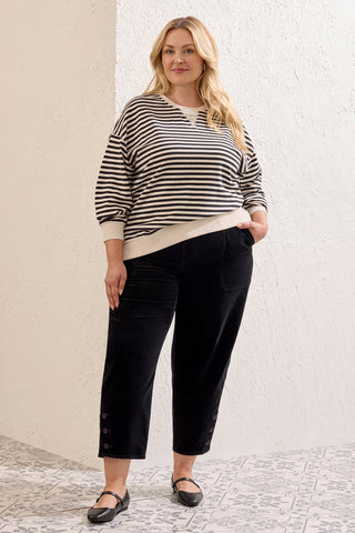 Taille Inclusive Pantalon À Braguette Et Fente Boutonnée-Noir