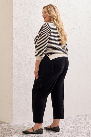 Taille Inclusive Pantalon À Braguette Et Fente Boutonnée-Noir