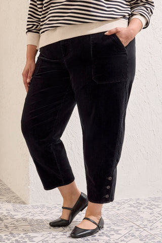Taille Inclusive Pantalon À Braguette Et Fente Boutonnée-Noir