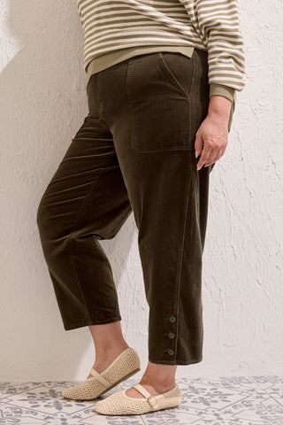 Size Inclusive Fly-Front Ankle Pants With Button Vent-Basil