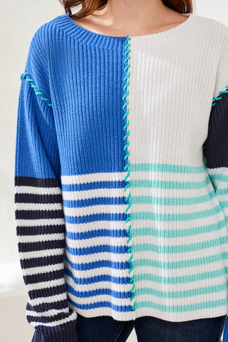 Pull À Motif Rayé Avec Encolure Bateau-Rivage