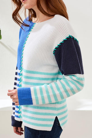 Pull À Motif Rayé Avec Encolure Bateau-Rivage