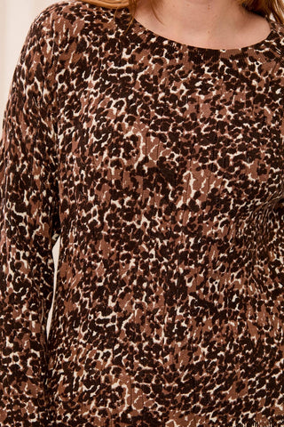 Printed Cable Cotton Crew Neck Sweater-Hickory