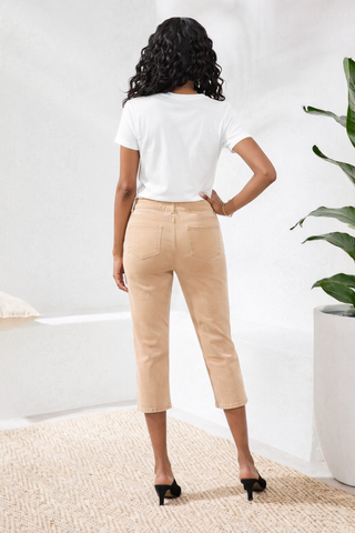 Comfort Stretch Pull-On Slim Leg Capris-Canvas
