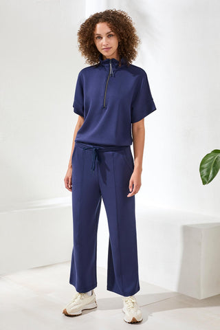 Techno Lux Scuba Pants with Waistband-Jet blue