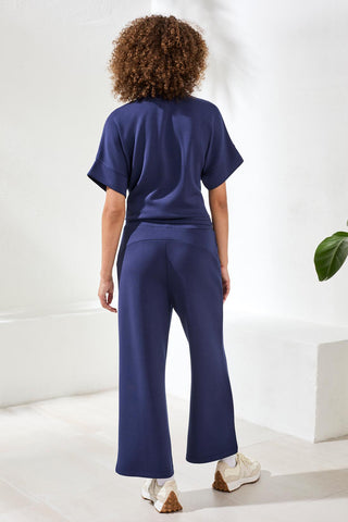 Techno Lux Scuba Pants with Waistband-Jet blue