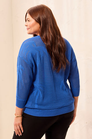 Size Inclusive 3/4 Sleeve Cotton Sweater-Turkishsea