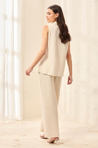 Textured Wide Leg Ankle Pant-Canvas