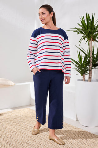 Flatten It® Tummy Control Wide Leg Pull-On Capris Pants-Jet blue