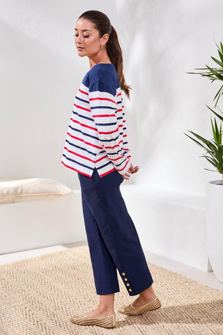 Flatten It® Tummy Control Wide Leg Pull-On Capris Pants-Jet blue