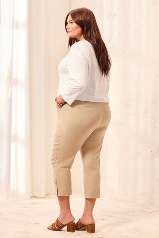 Size Inclusive Flatten It® Slim Leg Capris With Snap Vents-Beach