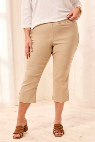 Size Inclusive Flatten It® Slim Leg Capris With Snap Vents-Beach