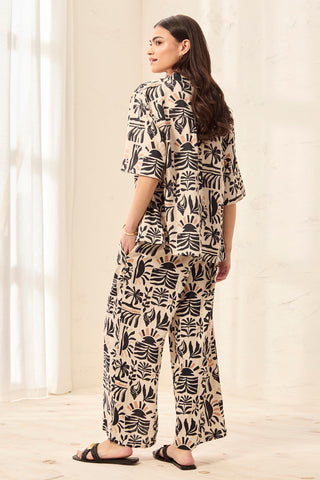Flowy Linen Relaxed Wide-Leg Pants with Waistband-Canvas