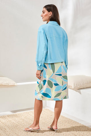 Veste En Jean Stretch À Boutons-Ciel aqua