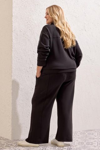 Size Inclusive TECHNO LUX Pull-On Elasticated Joggers-Black