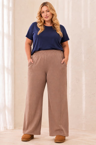 Size Inclusive TECHNO LUX Pull-On Elasticated Joggers-Fossil