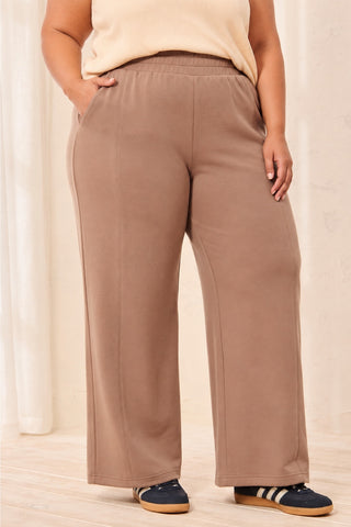 Size Inclusive TECHNO LUX Pull-On Elasticated Joggers-Fossil