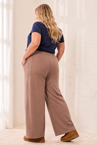 Size Inclusive TECHNO LUX Pull-On Elasticated Joggers-Fossil