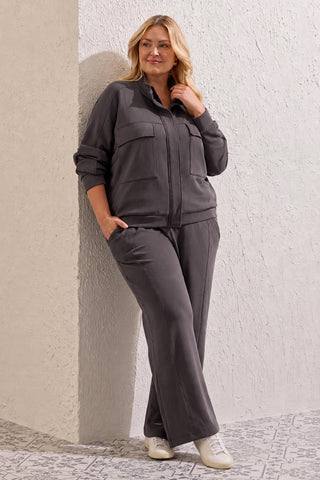 Taille Inclusive Cardigan À Col Montant Et Poches-Tornade