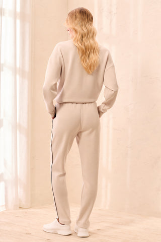 TECHNO LUX Jogger Pants With Contrast Piping And U-Hem-Sanddune