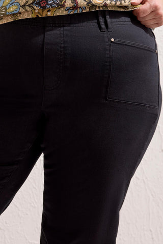 Size Inclusive Comfort Stretch Pull-On Straight Leg Ankle Pants-Black