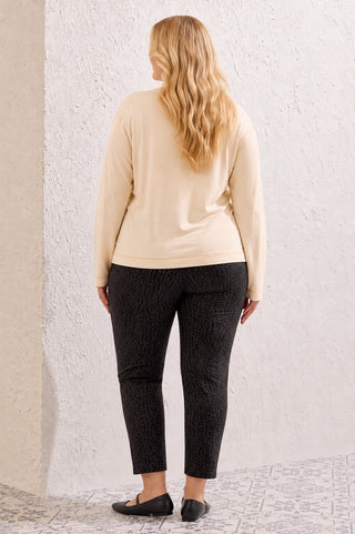 Size Inclusive Long Sleeve Classic V-Neck Top-Moonstone
