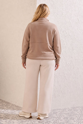 Size Inclusive TECHNO LUX Mock Zip Neck Sweater-Fossil