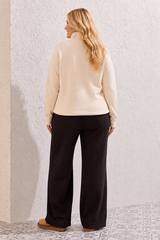 Size Inclusive TECHNO LUX Mock Zip Neck Sweater-Moonstone