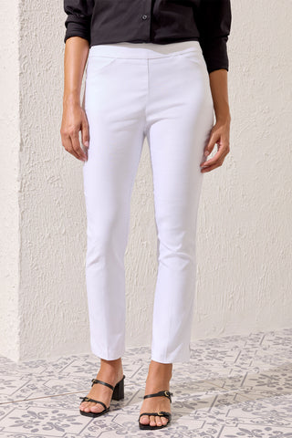 Year Round Basics Flatten It® Tummy Control Pull-On Ankle Pants-White