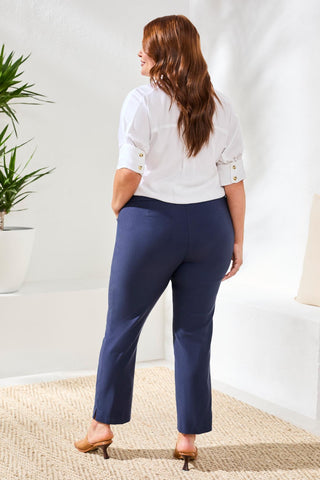Size Inclusive Year Round Basics Flatten It® Tummy Control Ankle Pants-Jet blue