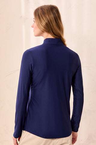 UPF 50+ High Performance Quarter-Zip Long Sleeve Pullover-Dk.Navy