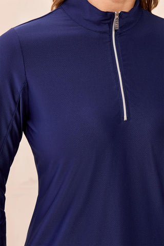 UPF 50+ High Performance Quarter-Zip Long Sleeve Pullover-Dk.Navy