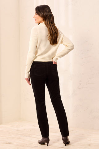 Micro Cord Audrey Pull-On Slim Jeans-Black
